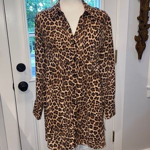 Zara Chiffon Leopard Print Babydoll Top